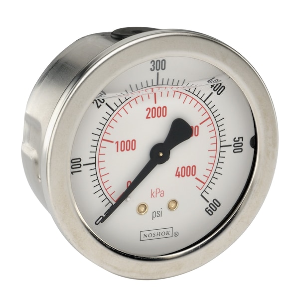Pressure Gauge, 0 to 600 bar psi, 2-1/2 in Dial, 1/4 in NPT or 7/16 in-20 Adjustable